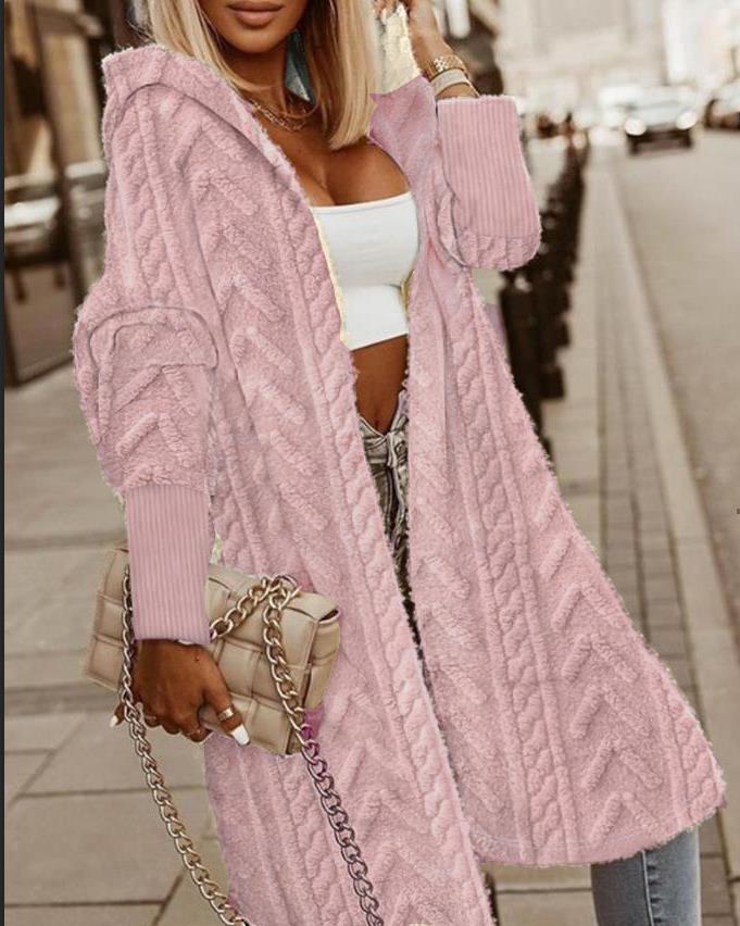Jacquard Furry Coat Women's Clothing